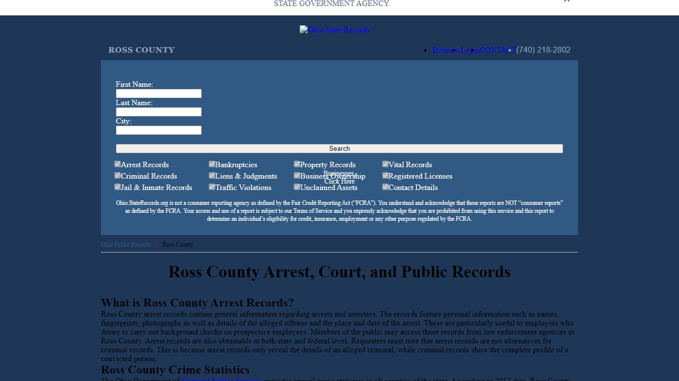 Ross County Arrest, Court, and Public Records